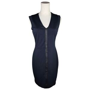 Banana Republic Black Faux Leather Trim Sheath Dress Size 0 Work Cocktail